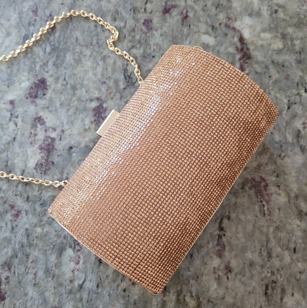 Kelly & Katie Tassel Rose Gold Crystal Clutch